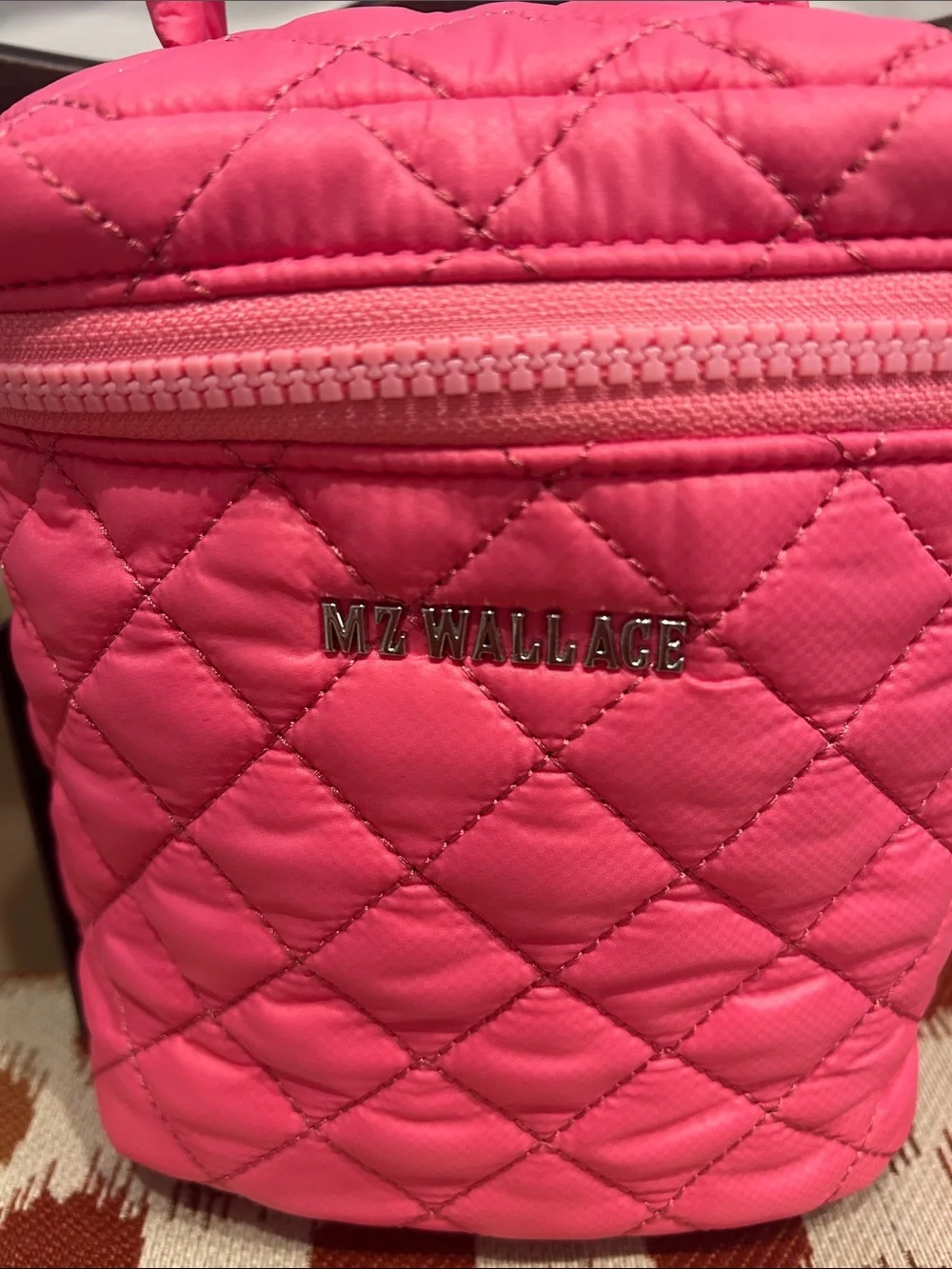 MZ Wallace Hot Pink Quilted Cosmetic Case with Top Handle NWT